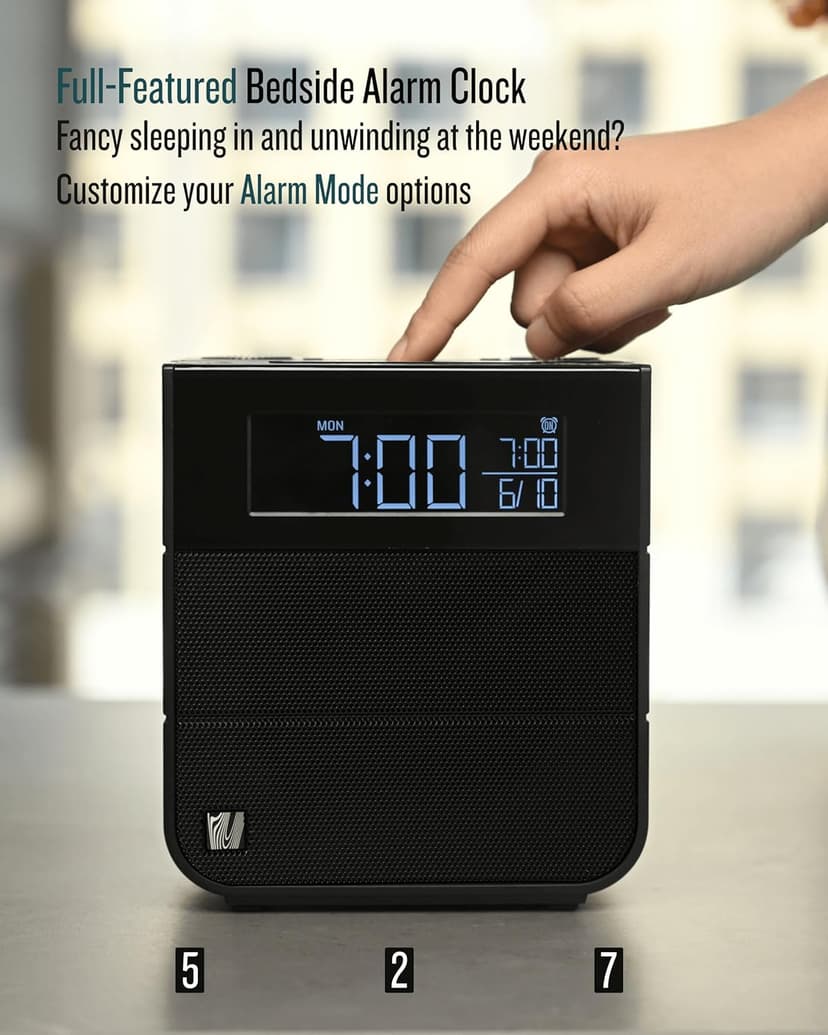 Soundfreaq Sound Rise II, SFQ-16: Bedside Alarm Clock Radio & Bluetooth Speaker, with Large Display Screen, FM Radio, Fast USB Charging, and Nature Sound