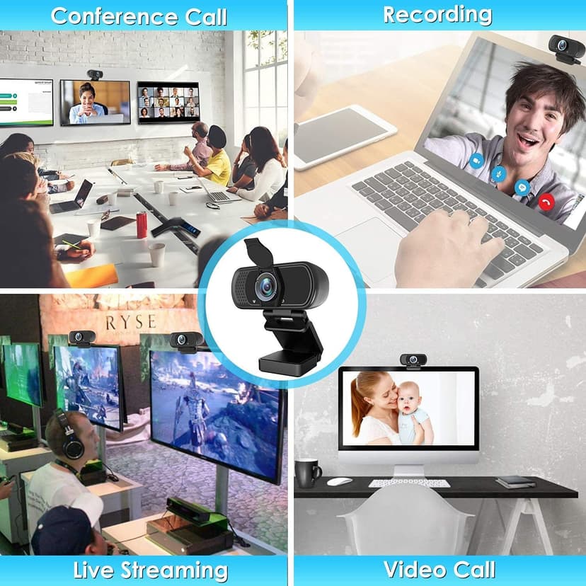 XPCAM Full HD 1080P Webcam with Privacy Shutter and Tripod, Pro Streaming Web Camera with Microphone, Widescreen USB Computer Camera for Laptop Desktop Mac