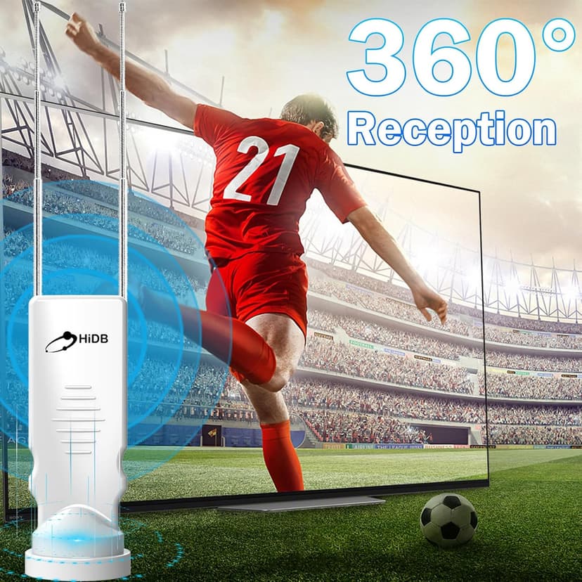 Rabbit Ear TV Antenna 2025 Upgraded -HIDB TV Antenna for Smart TV Indoor, Cut Cable for Free 4K/1080p HD Channels, Long Range Reception, 360° Signal for Smart & Old TVs, Easy Setup, VHF/UHF Support!