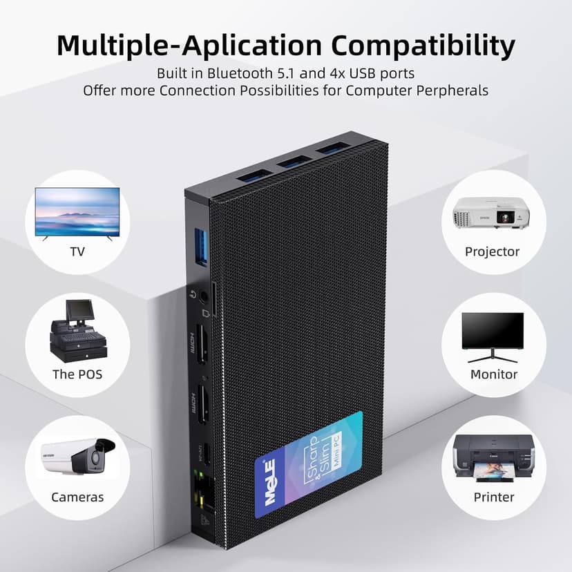 MeLE Fanless Mini PC Quieter3Q 11th Gen N5100 8GB 128GB, Micro Computer WiFi 5 Small Desktop Service with USB-C PD, Gigabit Ethernet, Dual HDMI 4K, Auto Power on, PXE Support M.2 SSD