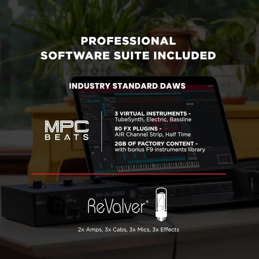 M-AUDIO M-Track Solo USB Audio Interface for Recording, Streaming and Podcasting with XLR, Line and DI Inputs, Plus a Software Suite Included