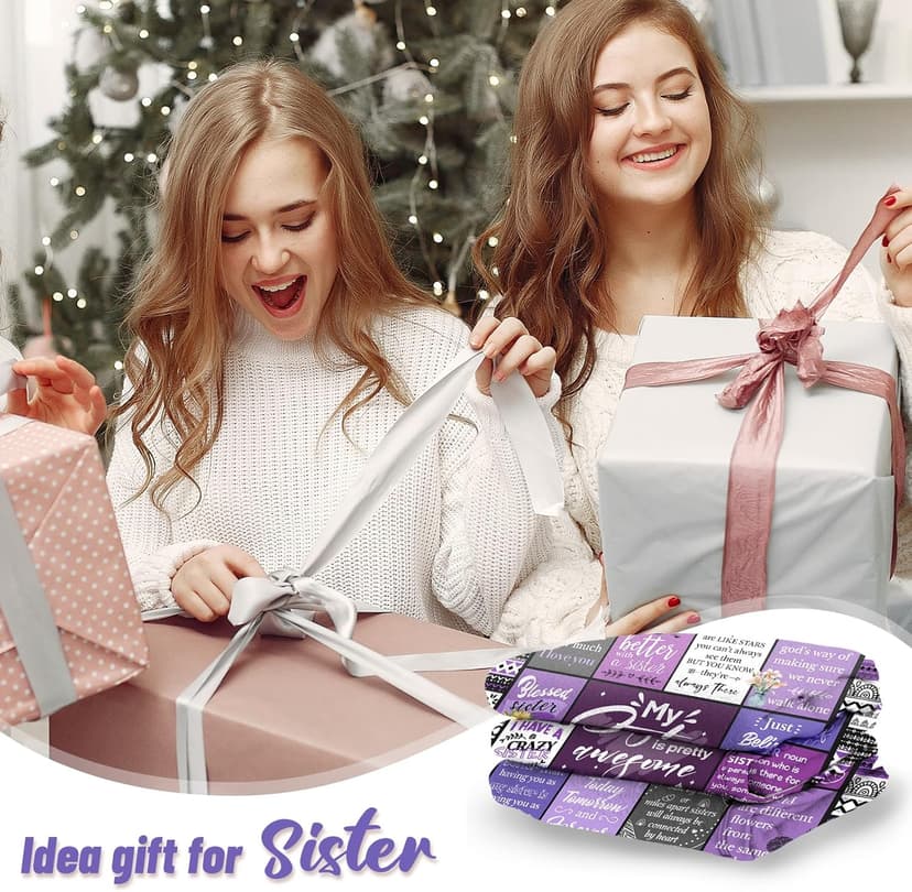 Sister Gifts Blanket, Happy Birthday Gifts for Sister, Unique Gift for My Dear Sis on Mothers Day Christmas - Soft Throw Blanket 60" x 50 (Purple)