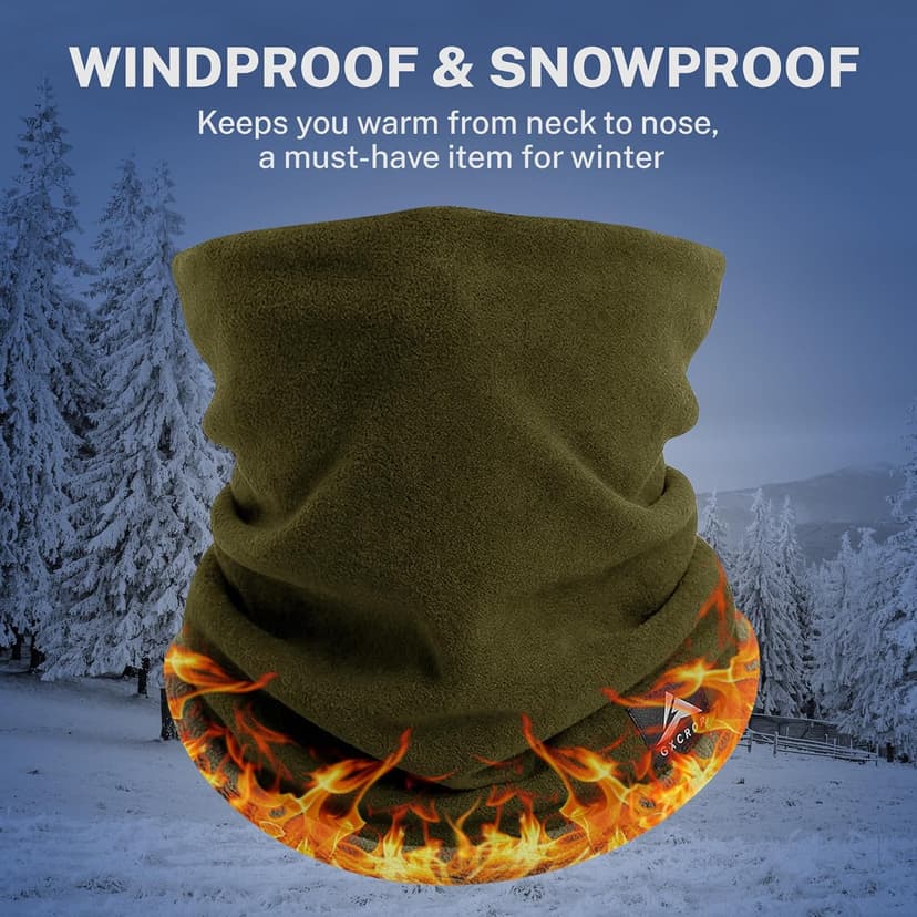 GXCROR Winter Neck Warmer, Reversible Fleece Gaiter Scarf, Windproof Face Mask for Men & Women