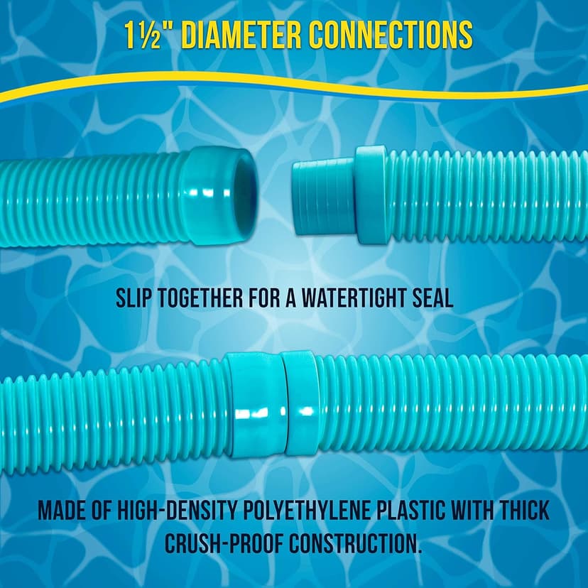 U.S. Pool Supply Pool Vacuum Hose, 8 Piece Pool Hose Set - 40" Teal Flexible Spiral Wound Connector Sections with 1.5" Male & Female Cuff Ends, Replacement Fits Most Inground Automatic Cleaner Brands