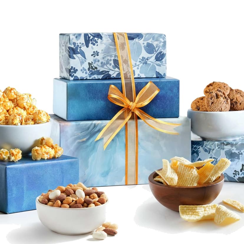Broadway Basketeers Food Gift Baskets for Holiday Delivery, Men, Women, College Students - Gift With Chocolate Cookies, Popcorn & Candies - Birthday, Thank You, Sympathy or Get Well Christmas Gifts Box