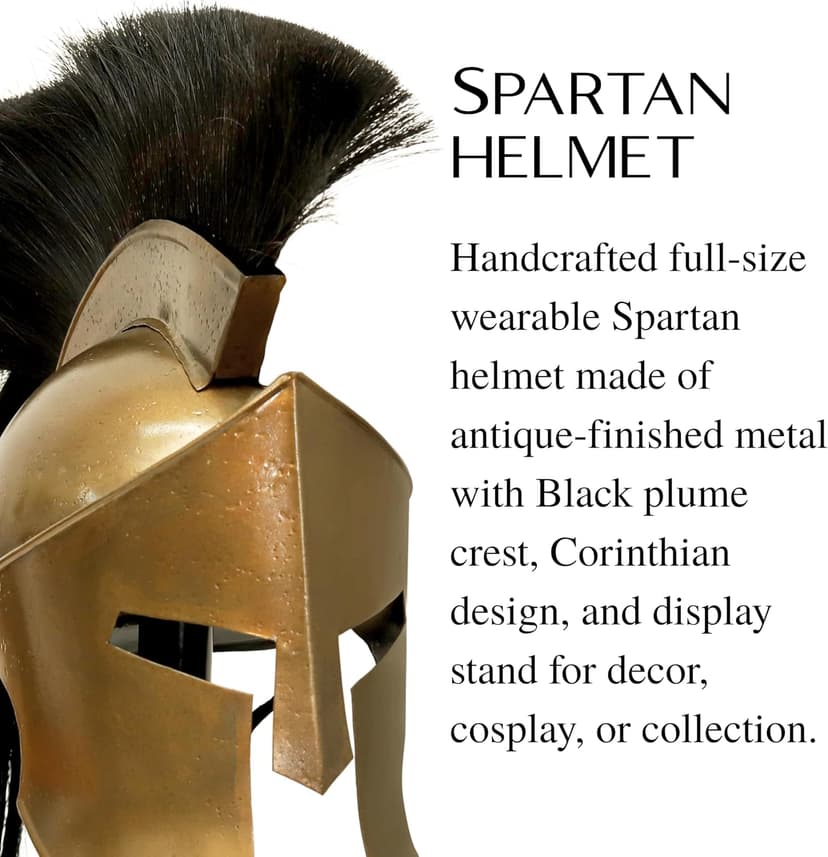 300 Spartan Helmet Medieval Armour King Leonidas Greek Spartan 300 Roman Helmet with Wooden Stand Rustic Vintage Home Decor Gifts