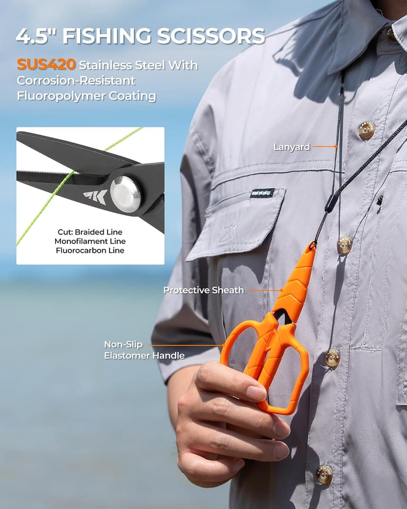 Corrosion Resistant Fishing Pliers, Fillet Knife, Scissors, 55 lb Floating Fish Lip Gripper, Multi-Function Fishing Tools KastKing SteelStream Fishing Tool Set, Fishing Gear B0F2FQ6CD9