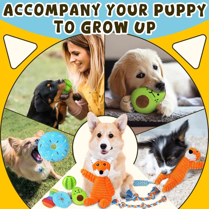Zeaxuie 9 Pack Luxury Puppy Toys for Teething Small Dogs, Puppy Chew Toys with Cute Squeaky Dog Toys, Ball and More Rope Dog Chew Toys B094XG29MW