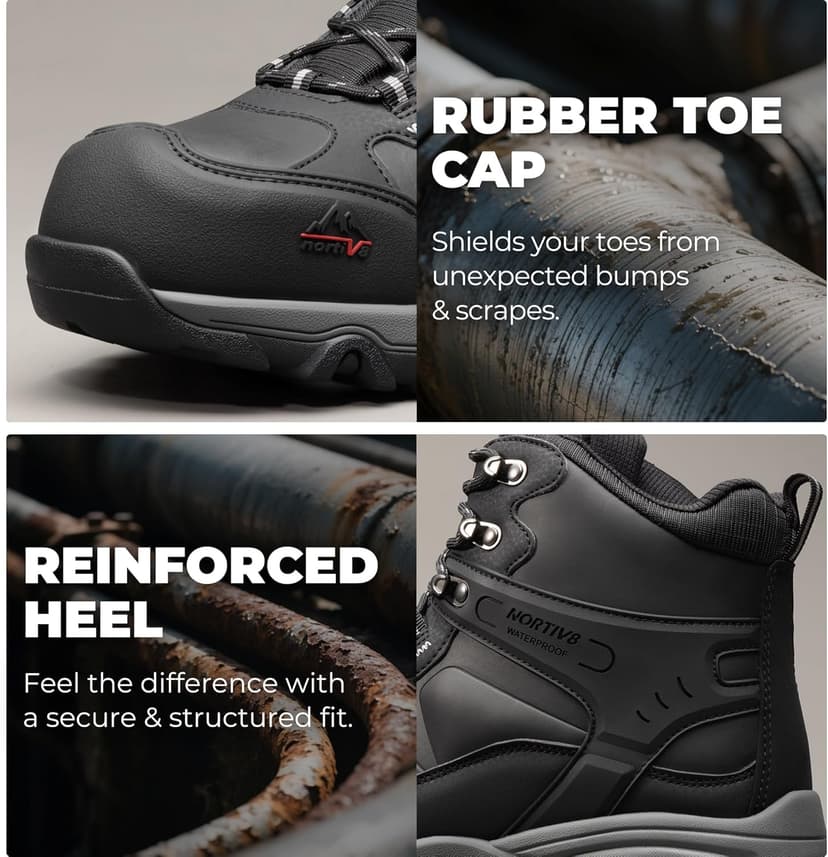 NORTIV 8 Waterproof Steel Toe Boots for Men Slip Resistant Safety Industrial Boots Paladin-Steel