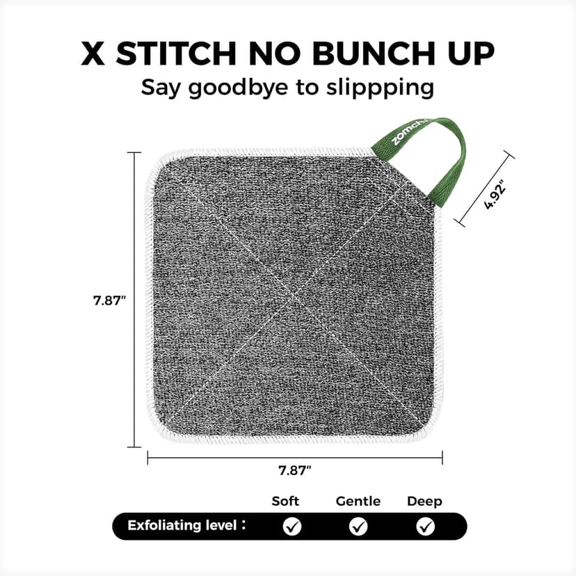 ZOMCHI 2 Count Wash Cloths, Exfoliating Washcloth with Dual Texture for Face and Body, Exfoliating Wash Cloth for Showering (Deep and Gentle)