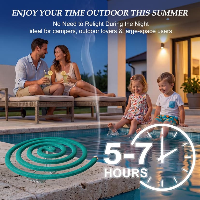 KICKOUTOR Mosquito Repellent Incense Coils with Natural Citronella Oil, 20 Coils & 4 Stands, DEET-Free Outdoor Protection for Patio, Backyard & Camping, Burns 5-7 Hours Against Gnats & No-See-Ums