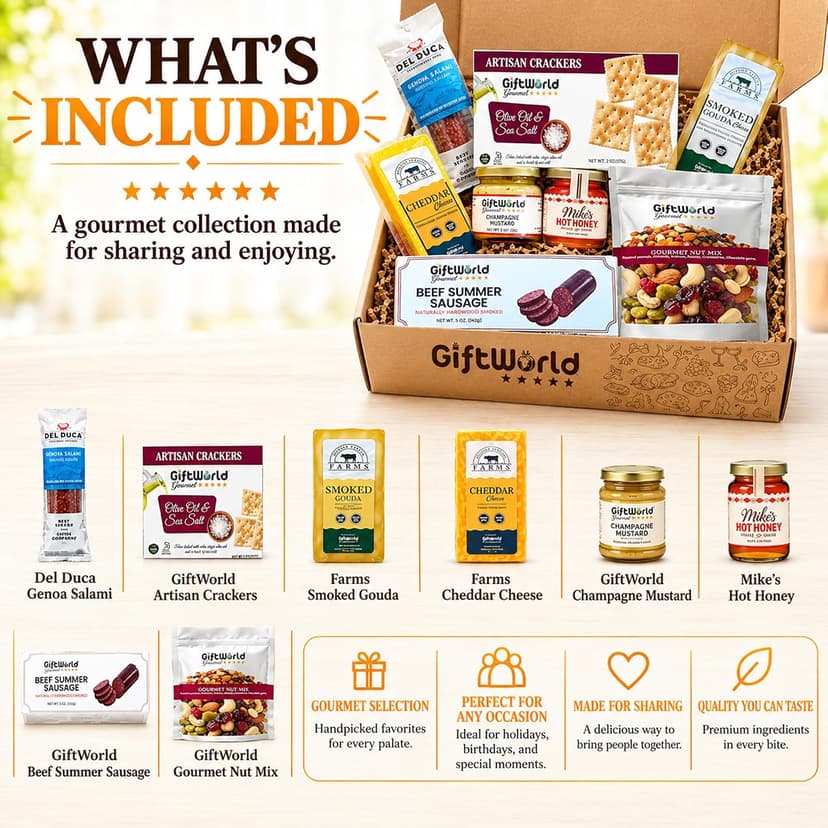 Food Gifts for Men, Meat Sampler For Men, Tailgating, Business, Congratulations, Care Packages, Thanksgiving & Holiday Gifts Charcuterie Meat and Cheese Gift Basket, Charcuterie Board Food Items B09TZ6BMRD