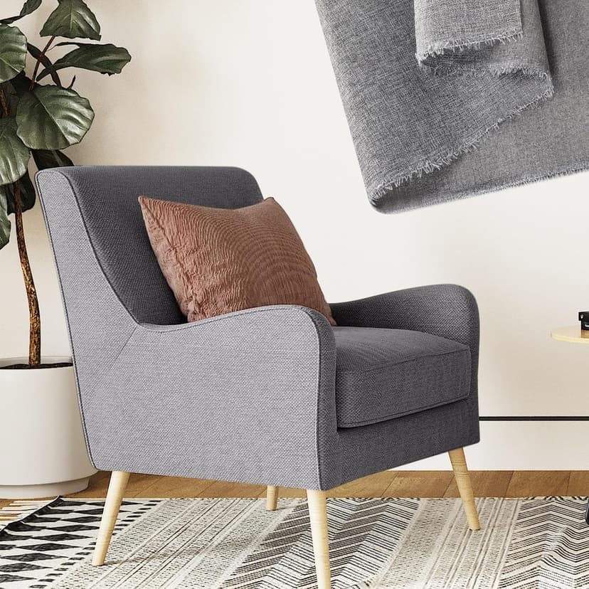 VitalCozy Grey Faux Linen Fabric 57 Inch x 3.3 Yard Grey Cover Fabric by The Yard for Sofas, Chairs, Box Spring Foundations, Conceals Frame and Staples Inside Furniture, DIY Craft Project