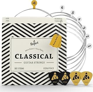 Belfort Classical Guitar Strings Nylon - Classical Nylon Strings Coated in Silver - 6 Guitar String Set + Extra 1E - Cuerdas para guitarra acustica - Cuerdas de guitarra acustica