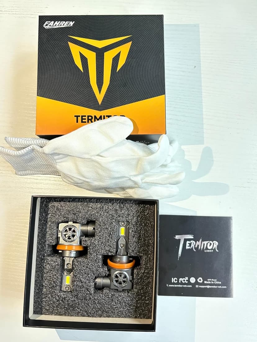 Termitor H11/H9 LED Bulbs, 45,000LM 10X Super Bright, 1:1 Mini Size 6500K Cool White IP68 Waterproof Automotive Replacement H11 Fog Lights, 3-Minute Plug and Play Installation, Pack of 2