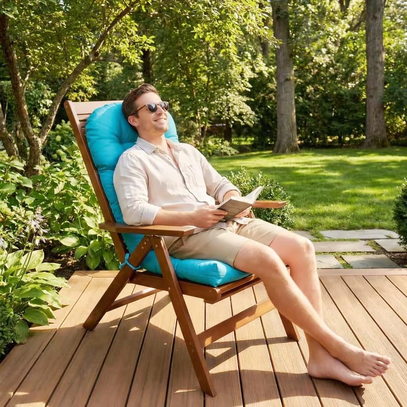 Adirondack Chair Cushion, Waterproof Indoor/Outdoor Rocking Chair Cushion ，44inch/48inch High Back Patio Cushions with Ties，Waterproof，Sunscreen and Fade-Resistant (Navy Blue, 44x20in)