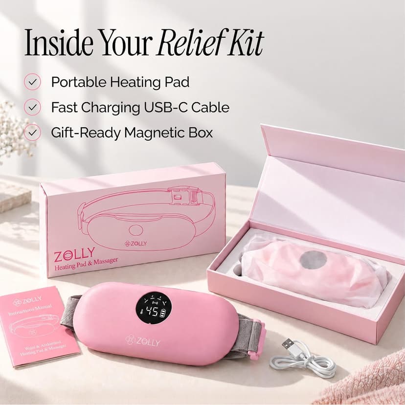 Menstrual Heating Pad for Period Cramps – Portable Heating Pad for Period Cramps Relief with Heat & Massage, Wearable Cordless Warmer for Pain Relief, Rechargeable & Wireless for Women B0F9TVN9PR