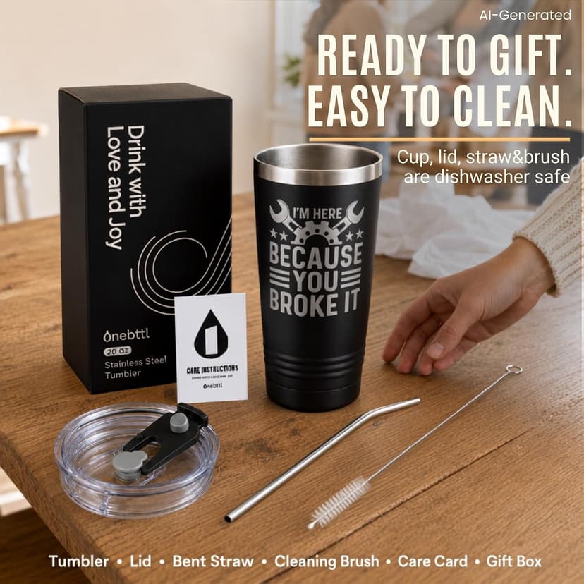 Maintenance man gift with a funny laser-engraved 20oz tumbler, hot/cold insulation, splash-proof lid, and gift-ready box Onebttl Maintenance Man Gifts for Men, 20oz Stainless Steel Coffee Tumbler B0C6XBJ6T8