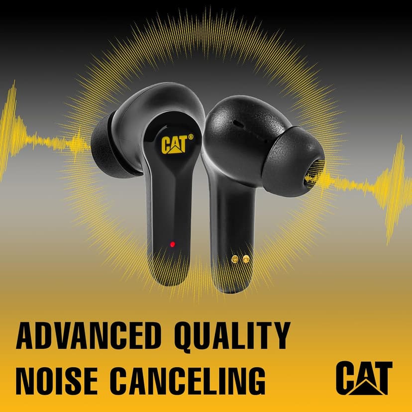 CAT Bluetooth Noise Canceling Ear Buds - Rugged Wireless Work Earbuds, Bluetooth Work Headphones, Dust Proof, Shock Proof, Water Resistant, Compatible with Apple, Android