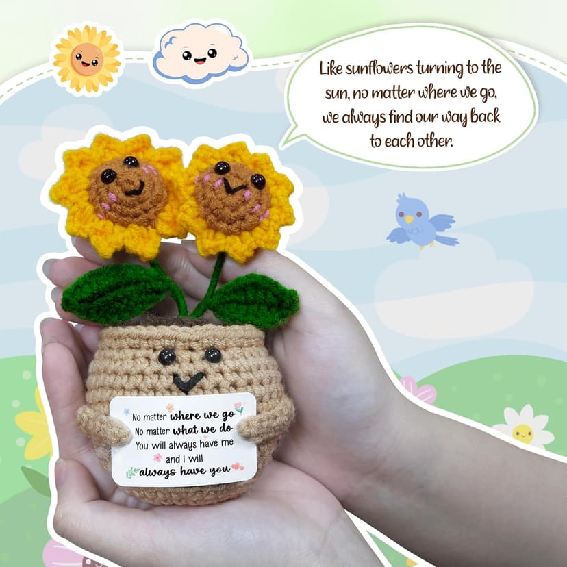 Friendship Gifts For Women, Friend Gift Ideas, Emotional Support, Sunflower Decor, Handmade Keepsake, Soft Yarn Texture OASSIE Best Friend Birthday Gifts for Women - Positive Crochet Sunflower B0FNVGXPQ1