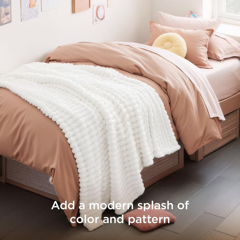 Bedsure GentleSoft White Throw Blanket for Couch - Cozy Blanket for Women, Cute Fleece Throws for Girls, Teacher Gifts Birthday Gifts for Women Men Mom, Room Home Dorm Decor, Off White, 50x60 Inches