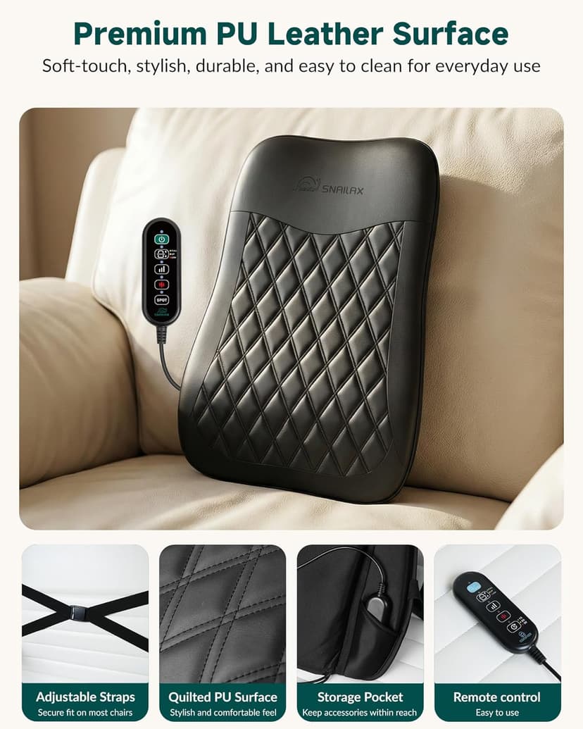 2026 Ultra-Slim Shiatsu Back Massager with Heat, Up-Down 4D Roller, 10 Massage Nodes, Full Back Deep Tissue Chair Massage Pad, 3 Speeds, 2 Heat Levels, Remote Control for Chair Sofa Hom Office Use