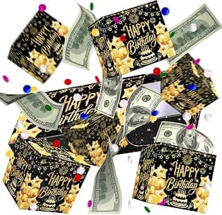 JAPDNK Happy Birthday Surprise Gift Box Explosion for Money, Pop Out Explosion Gift Box with Bounce Money Holder and Confetti, Birthday Money Bank, Birthday Gifts for Women Men B0H5C6R8DF