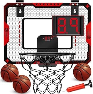 Indoor Basketball Hoop for Kids 5 6 7 8 9 10+Years Old Boys,Mini Basketball Hoop Over The Door Mini Hoop with Electronic Scoreboard & 3 Balls,Kids Basketball Hoop Sport Toys for Gift for Boys Age 5-10