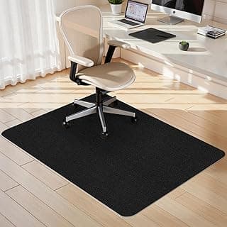 Sycoodeal Office Chair Mat for Hardwood Floor,Slip Resistant Floor Mat for Office Computer Gaming Chair,Heavy Duty Floor Protector for Rolling Chairs,Easy to Clean,Black(36"x48")