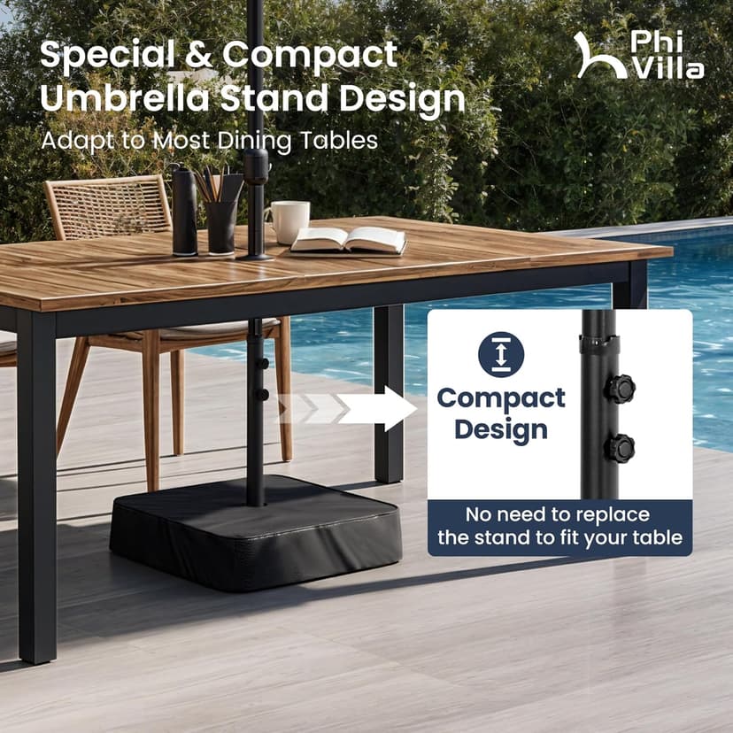 PHI VILLA 15ft Large Patio Umbrellas with Base Included, Outdoor Double-Sided Rectangle Big Market Umbrella with Stand, Outside Umbrellas for Poolside Lawn Backyard, Beige