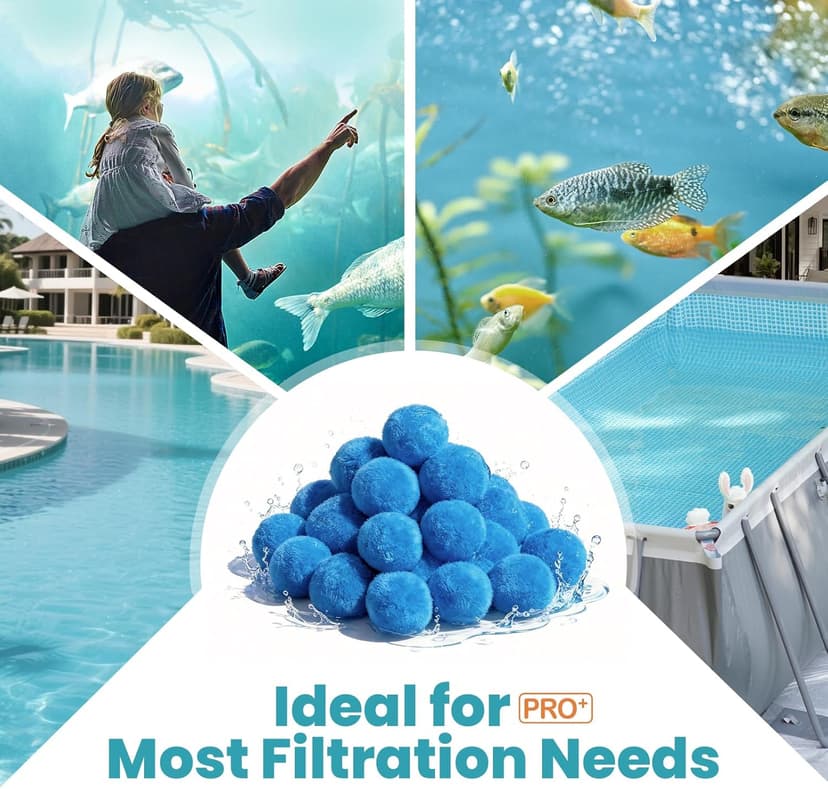 3.1 lbs Pool Filter Balls for Sand Filters, Reusable Blue Filter Media Balls for All Sand Filter Systems, Efficient & Lightweight Pool Sand Filter Balls, Replaces 100 lbs Pool Filter Sand