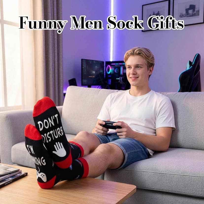 Do Not Disturb I'm Gaming Socks,Men Gifts for Men Teen Boys Dad Him Son Fathers,Valentines Christmas Stocking Stuffers