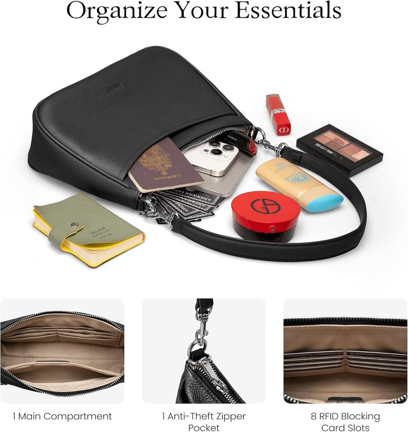 befen Genuine Leather Crossbody Bags for Women Anti Theft Shoulder Purse Trendy Hobo Bag with RFID Womens Handbag Purse