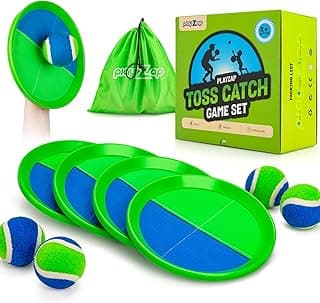 PlayZap Toss and Catch Ball Set Ultra Sturdy ABS - Valentine Gift for Toddlers Kids Teens Boys Girls 3-5 5-8 8-13+ Yrs - Baseball Toy Indoor Outdoor Yard Game & Beach/Pool Toy Set 4 Pack