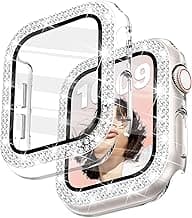 Newlibery Bling Watch Case with HD Screen Protector Women Compatible with Apple Watch 40mm Diamond Protective PC Face Cover Frame Protector for iWatch Series 6/5/4/SE/SE2/SE3 Clear