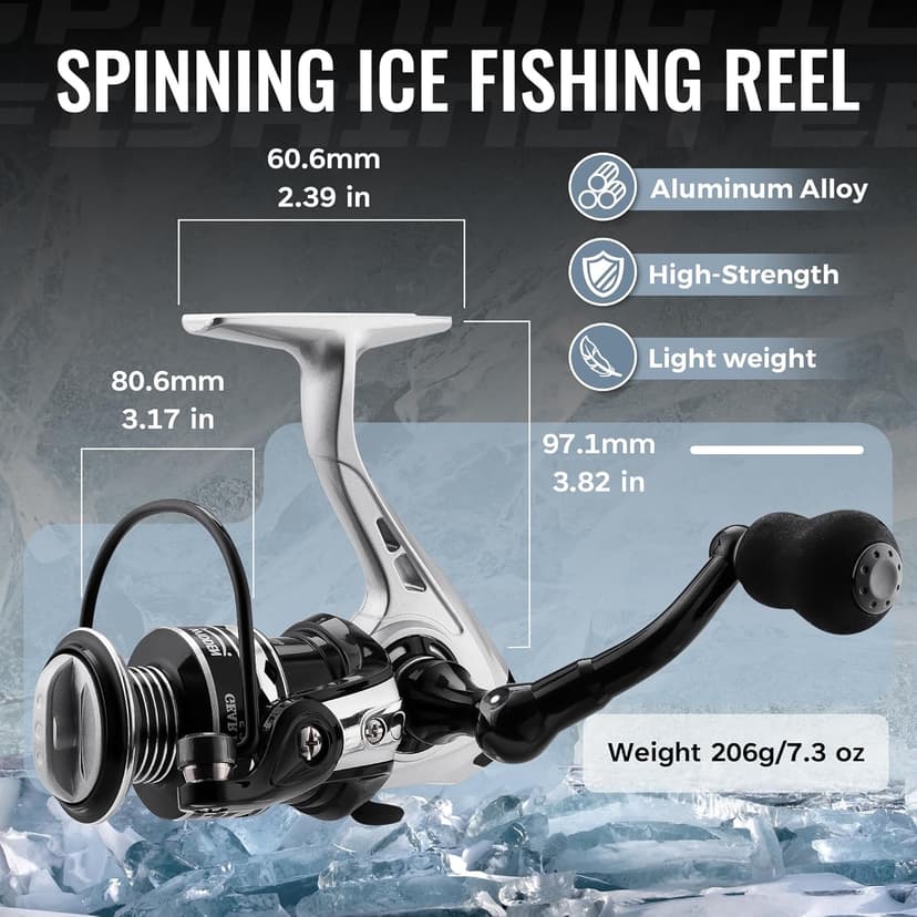 WIDDEN Ice Fishing Rod and Reel Combo, 27" Medium Light Spinning Ice Fishing Pole, Gear with Tackle Box Kit, Line, Lures for Saltwater, Freshwater Trout, Bass, Walleye
