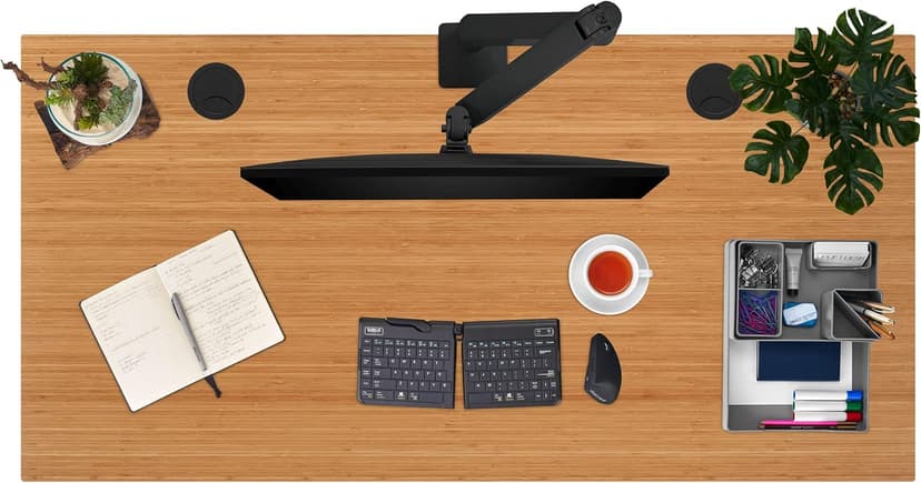 UPLIFT DESK Bamboo (60 x 30 inch) Electric Standing Desk V2-Commercial (Gray) 4-Leg Adjustable Stand Up Desk, Advanced Keypad, Wire Grommets, Wire Management Tray, Bamboo Rocker-X Board