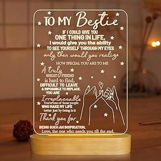 to My Bestie Gifts,3D Illusion Lamp I Love You Friends Night Light for Best Friend Sister Boys & Girls Women BFF Birthday Holiday, Soft Warm White Colors LED Wooden Table Lamp