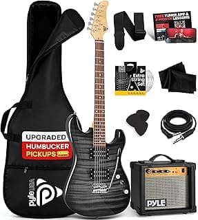 Pyle Electric Guitar Kit with Amp for Beginners Full Size 39” Instrument Package with Humbucker Pickups and Rock Amplifier Starter Set Bundle for Kids All Ages, Youth and Adults