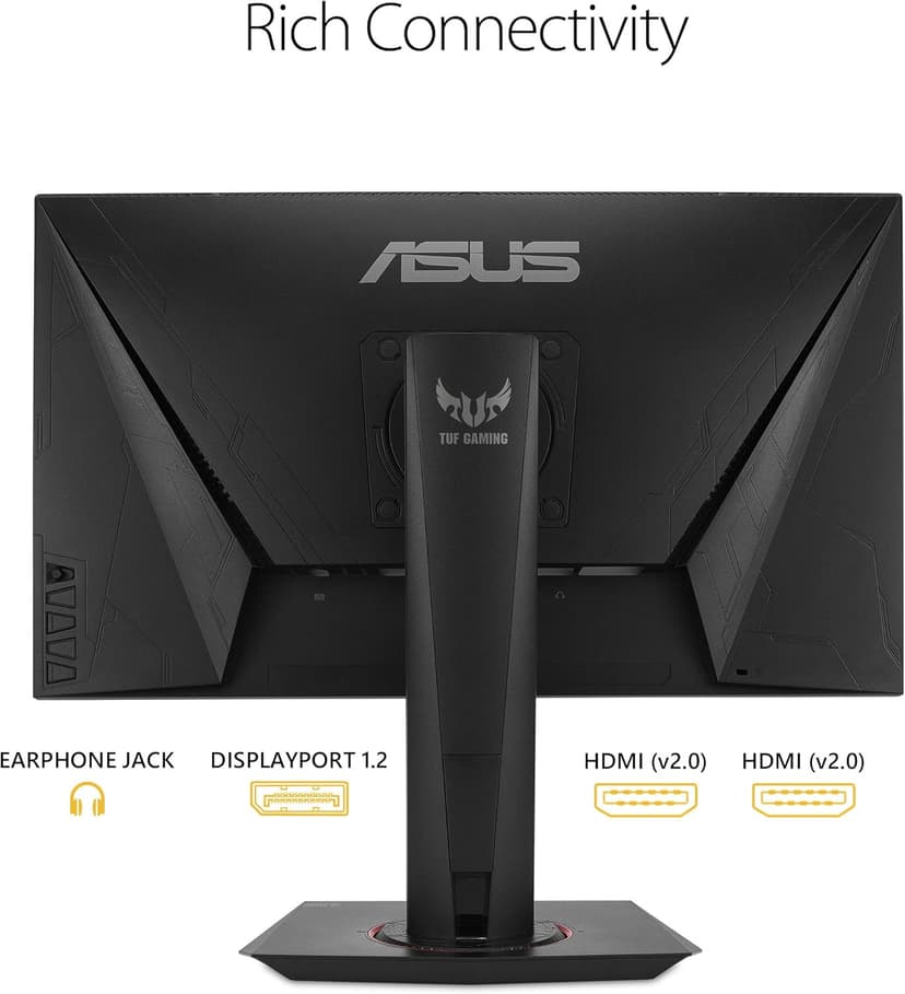 ASUS TUF Gaming VG259QM 24.5” Monitor, 1080P Full HD (1920 x 1080), Fast IPS, 280Hz, G-SYNC Compatible, Extreme Low Motion Blur Sync,1ms, DisplayHDR 400, Eye Care, DisplayPort HDMI Black