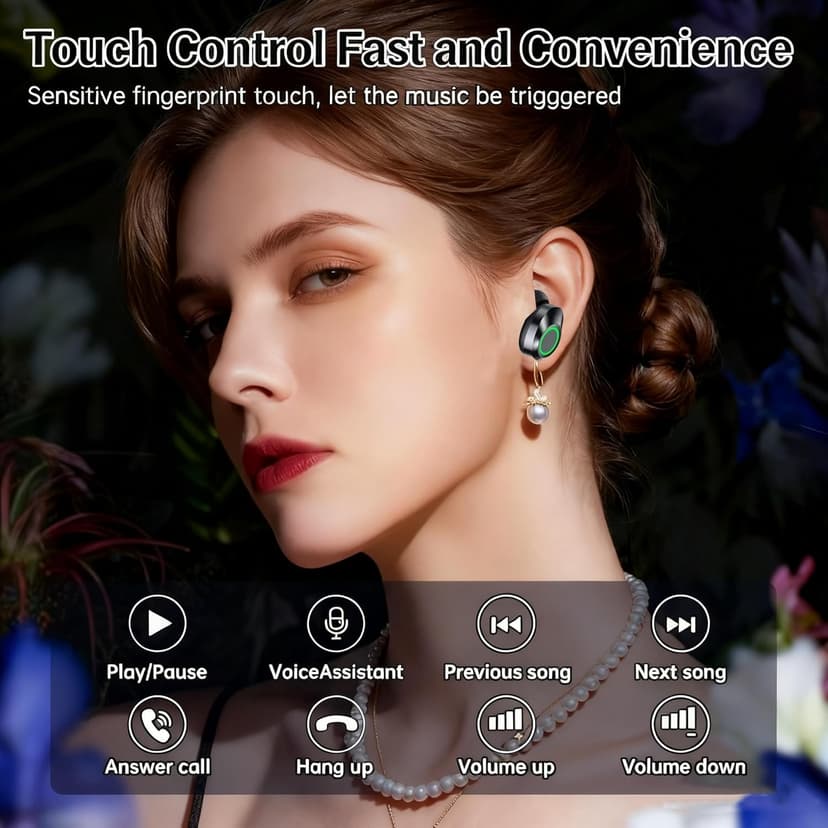 BSWLMDD Wireless Bluetooth 5.4 Earbuds 28-Hour Battery Life Hi-Fi bass Earbuds Waterproof LED Display Charging case Included in-Ear Design with Microphone Compatible with Phones/Computers/Sports