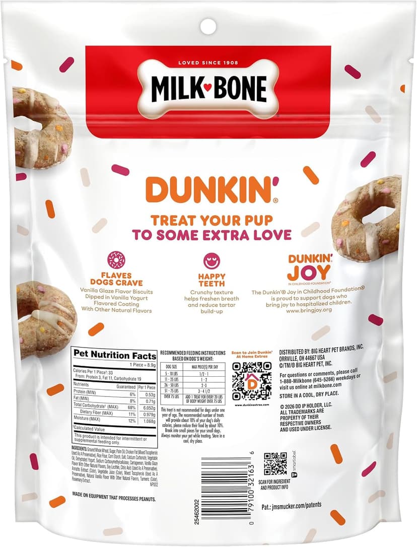 Milk-Bone Dunkin' Vanilla Glaze Flavor Dog Biscuits with Other Natural Flavors, 8 oz Bag