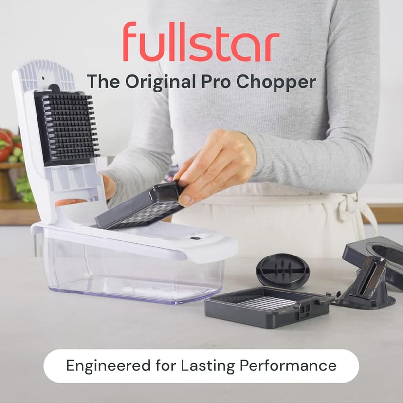 Fullstar The Original Pro Chopper - Vegetable Chopper and Spiralizer, Food Chopper with Container, Fruit Slicer, Kitchen Gadgets & Gifts, Home Essentials (4 in 1, White)