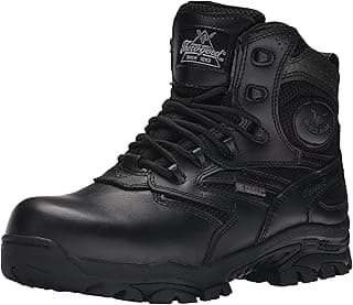 Thorogood Deuce 6” Waterproof Side-Zip Black Tactical Boots for Men and Women with Composite Safety Toe, Full-Grain Leather, and Slip-Resistant Outsole; BBP & EH Rated