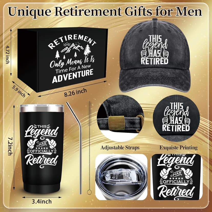 SIXVALA 10 Pcs Retirement Gifts for Men 2025, This Legend Has Retired, Happy Retirement Gifts for Dad, Grandpa, Coworker, Teachers, Boss, Friends, Retirees, 20 Oz Tumbler Best Retirement Gifts Basket