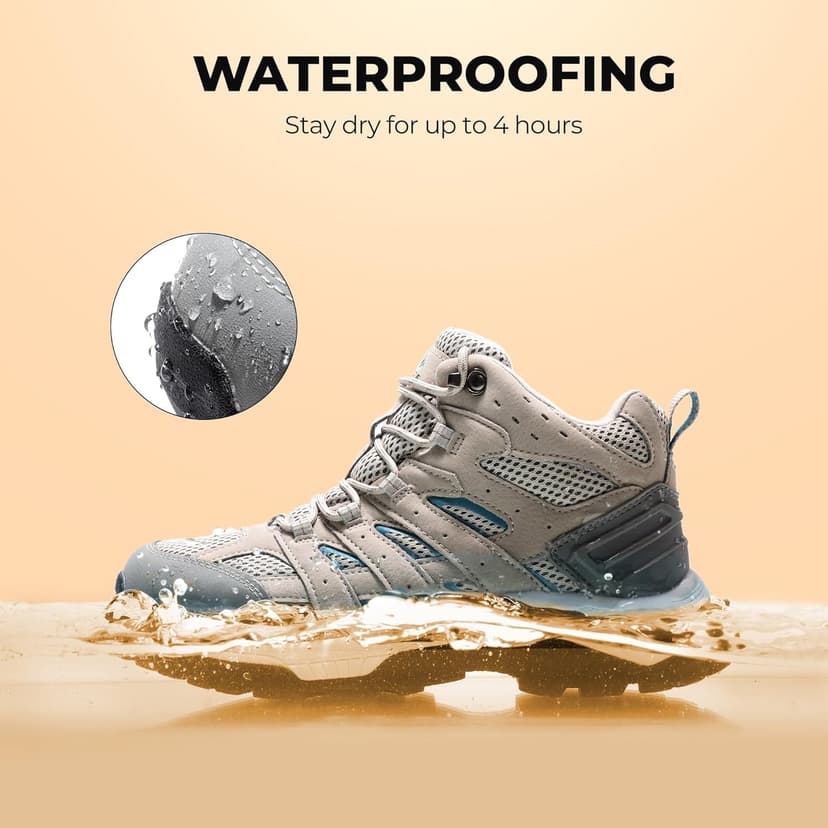 NORTIV 8 Women's Waterproof Hiking Boots Outdoor Trekking Mid Backpacking Mountaineering lightweight boots