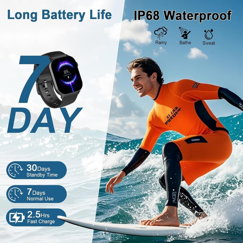 Smart Watch for Men Women(Answer/Make Calls), 1.95"HD 2025 New Smartwatches with Heart Rate/Sleep Monitor/Pedometer, Fitness Tracker 113+ Sport Mode IP68 Waterproof Running Watch for Android iOS