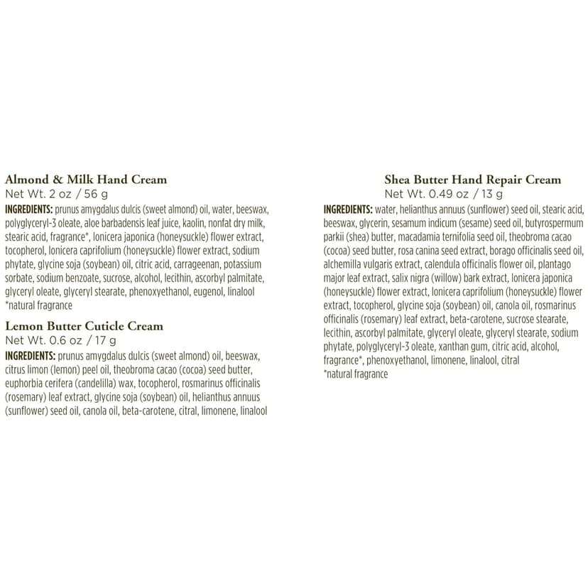 Burt's Bees Back to School Gift Ideas - Hand Repair Set, 3 Hand Creams plus Gloves - Almond Milk, Lemon Butter Cuticle Cream, Shea Butter Repair