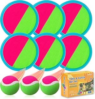 Outdoor Games, Toss and Ball Set with 6 Paddles and 3 Balls, Perfect Yard Games Outdoor Toys Games for Kids Ages 4-8 Easter Gifts for Kids/Adults/Family