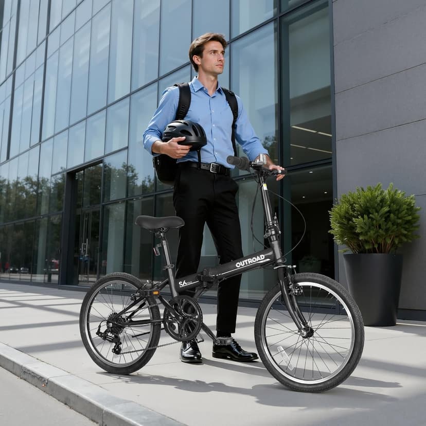 Betterland 20 inch Folding Bike, Foldable Bicycle for Adults with 7 Speed Derailleur, Lightweight Collapsible Bicycle for City Commuting, Fold Up Bike Men Women Teenagers